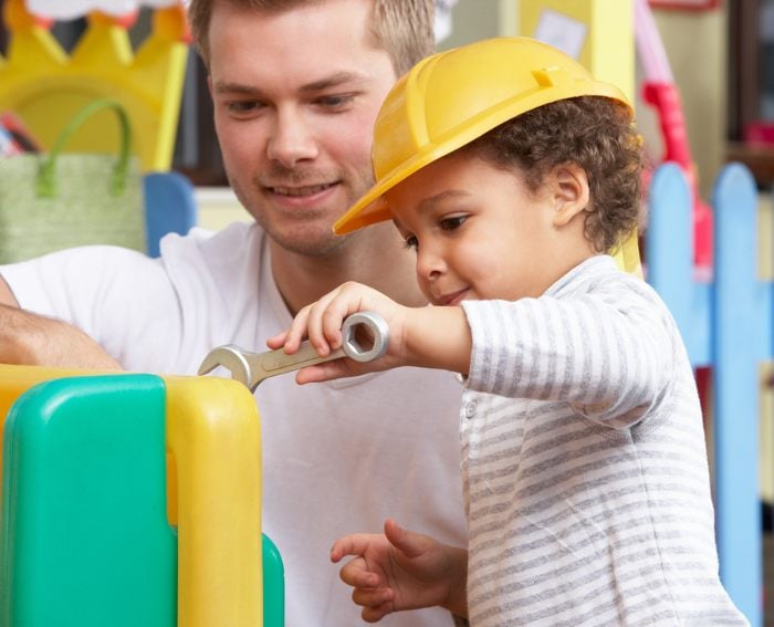 Child playing with dad