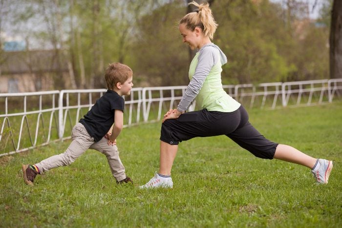 Mom and child exercising