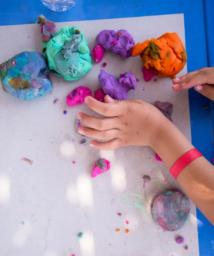 Child moulding playdough