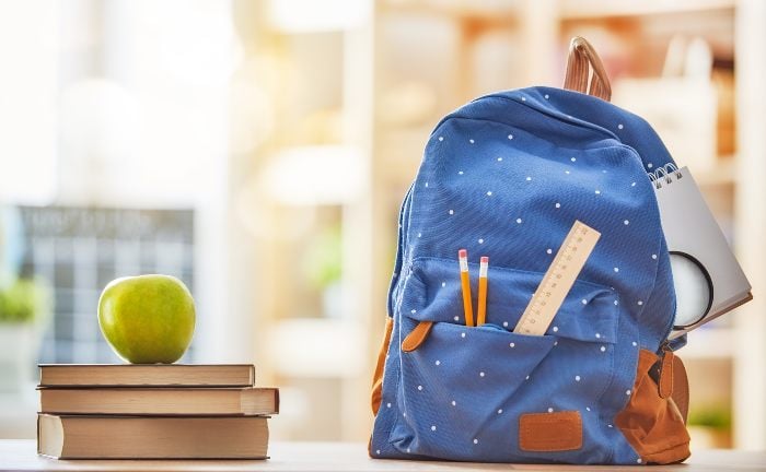 School bag and books