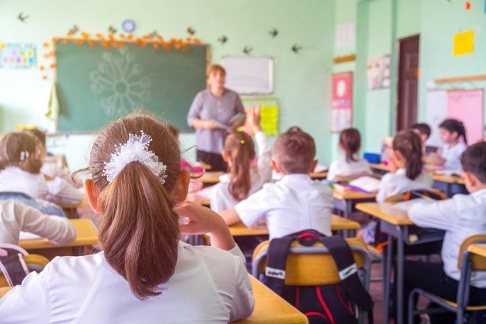 Child listening in class