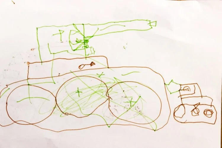 Child's drawing of a tanker
