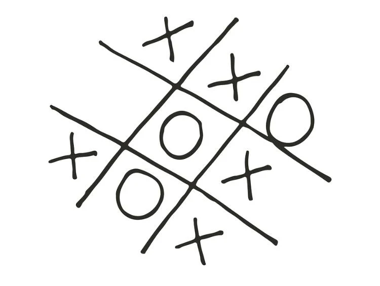 Tic-tac-toe drawn on paper