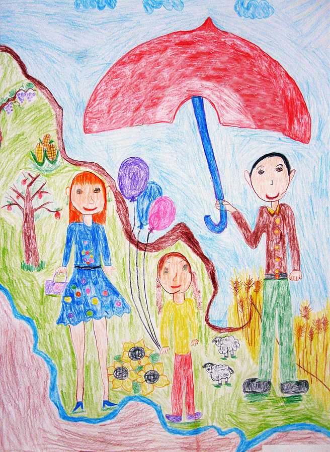 Child's drawing of a family