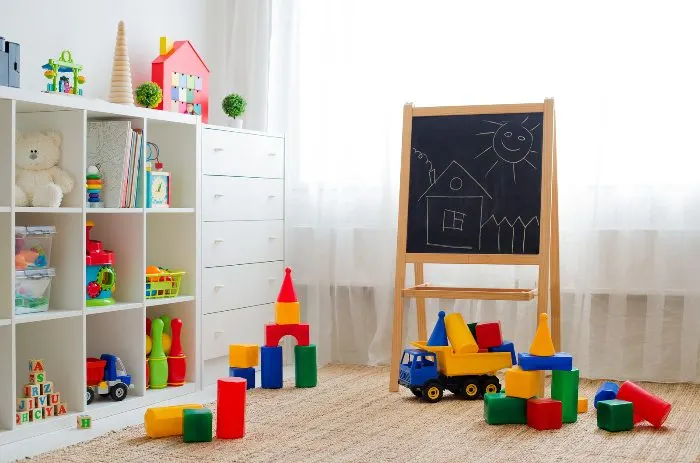 Playroom showing a positive learning environment.