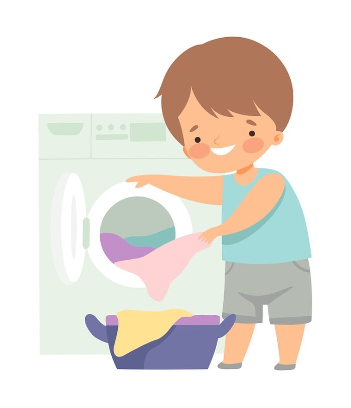 Boy doing the laundry