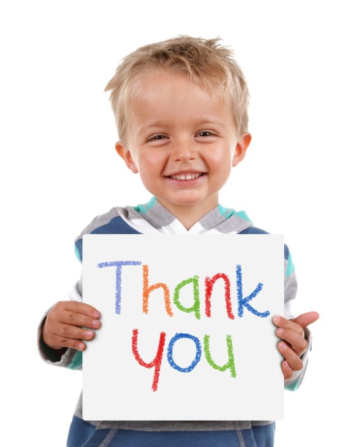 Child saying thank you