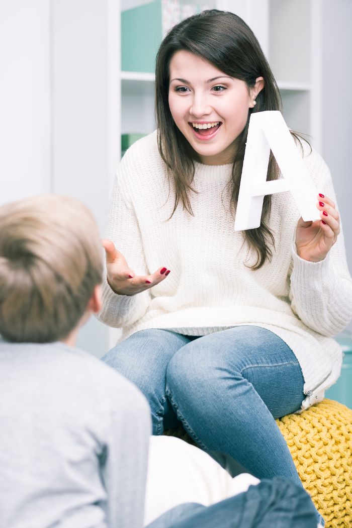 Child in speech therapy
