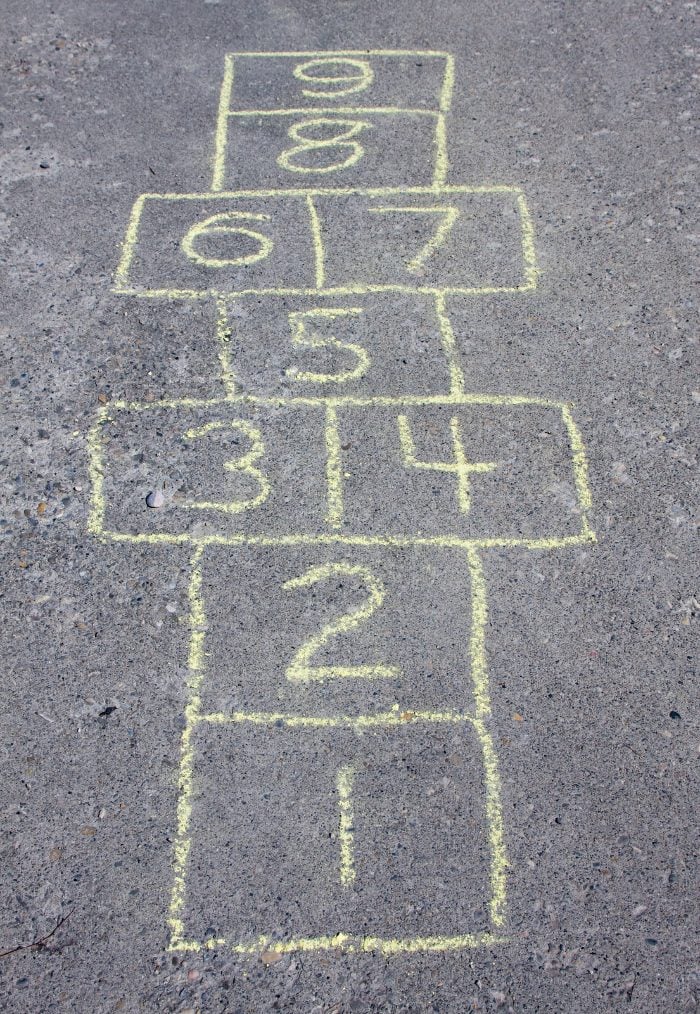 Hopscotch court drawn on paving