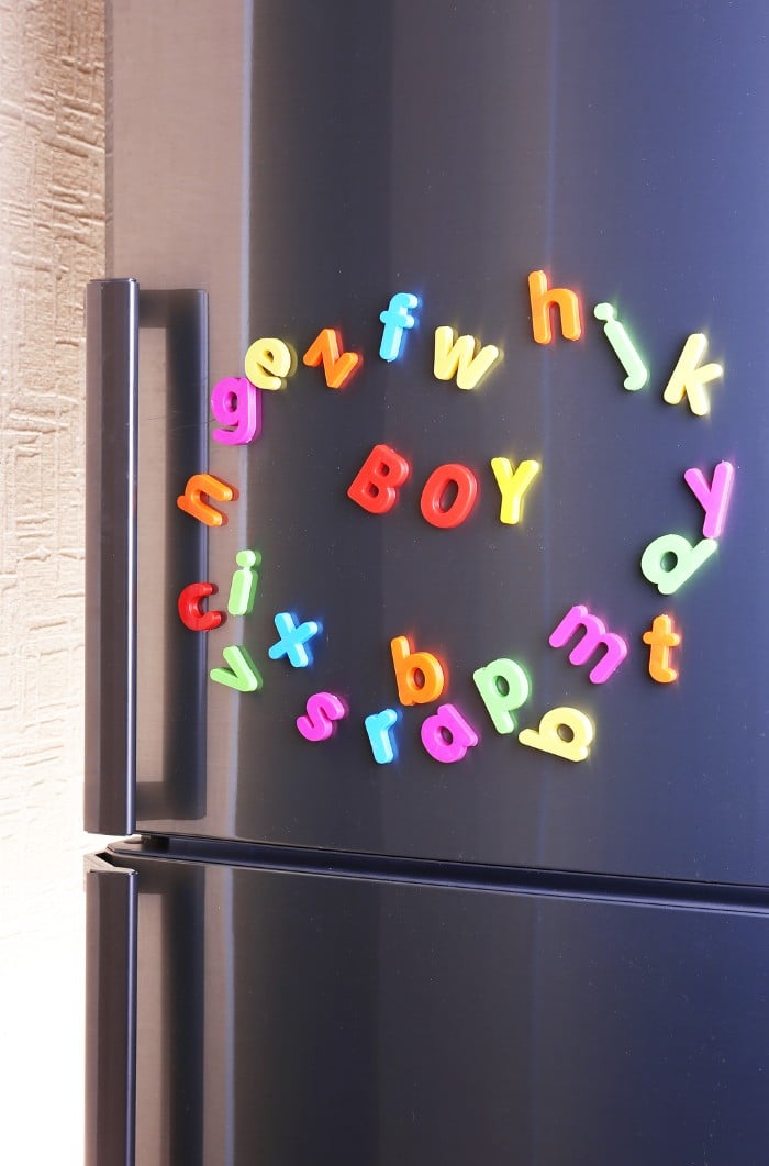 Letter magnets on the fridge