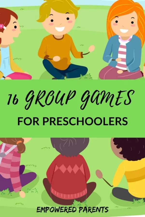 16 group games for preschoolers - pinnable image