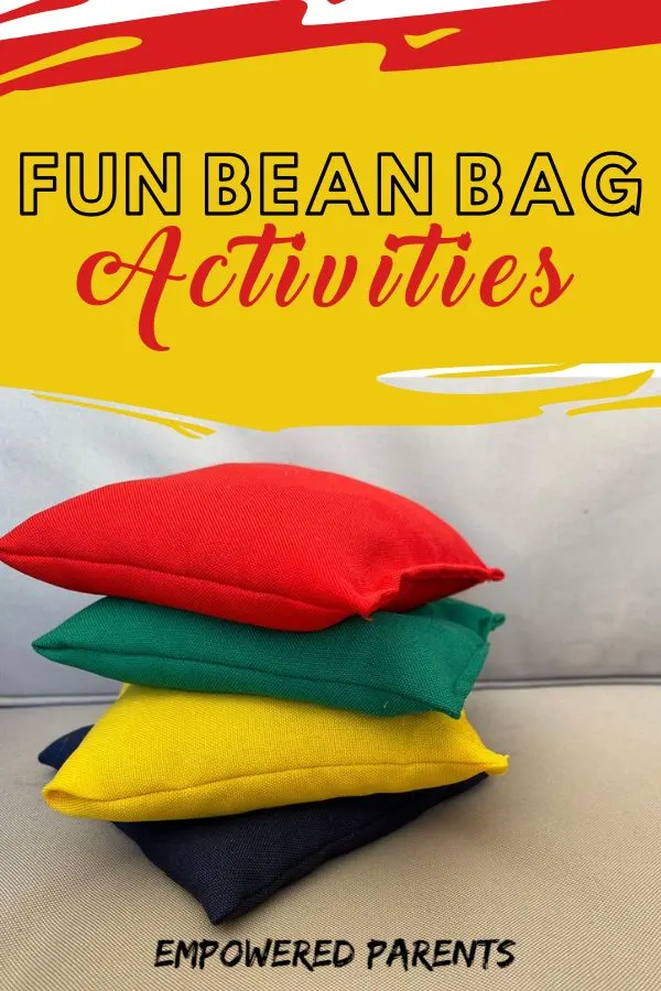 Pile of beanbags with text overlay - Fun Bean Bag Activities