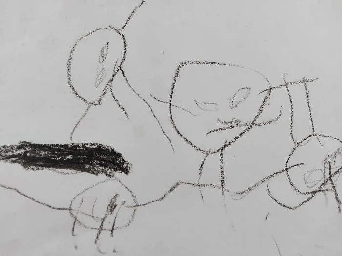 Child's drawing of "tadpole" people