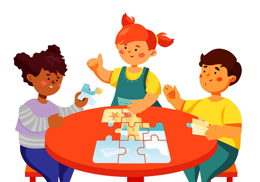 Cartoon Illustration De L'éducation Jigsaw Puzzle Game Activité