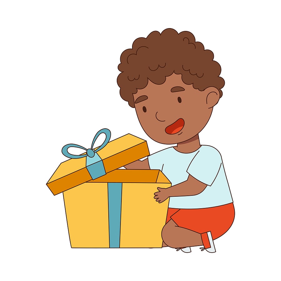 Child opening a gift box