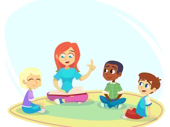 children sitting around for carpet time at preschool