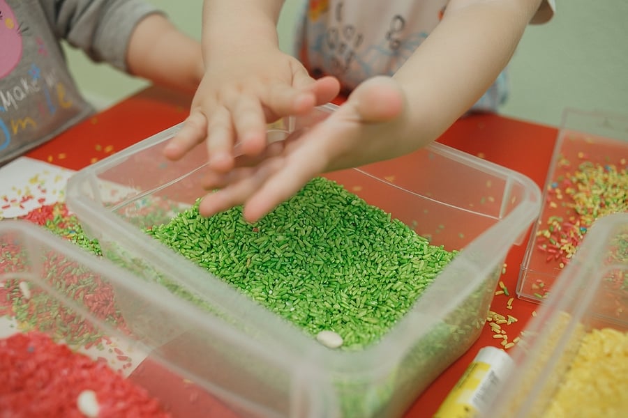 rice sensory station for kids