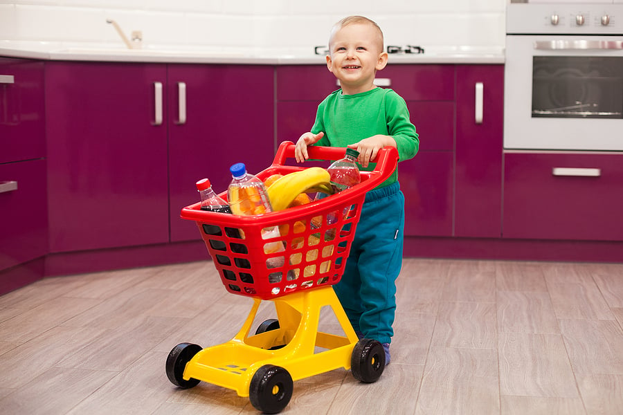 Child playing shop