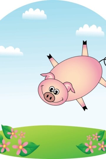 cartoon pig jumping in the air