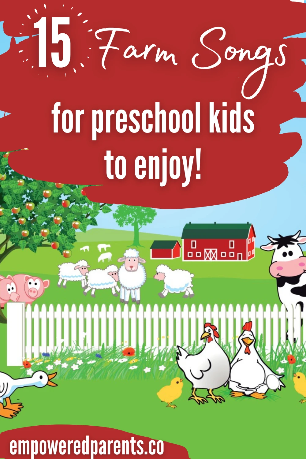 15 farm songs for preschool kids pinterest image