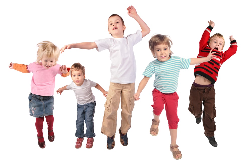 Children jumping in the air together