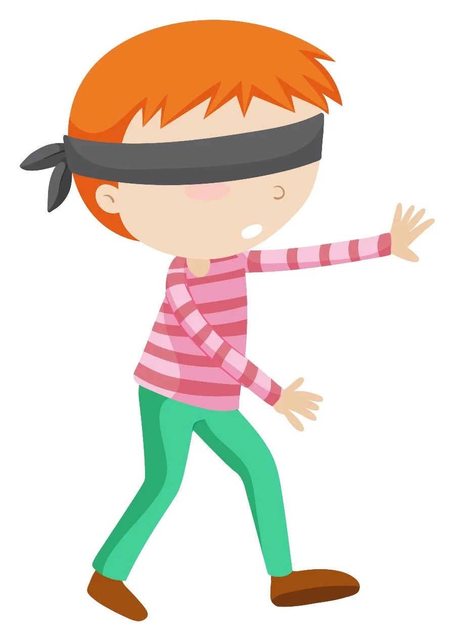 Drawing of a blindfolded child