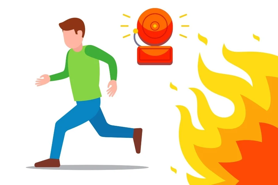 Man running from fire
