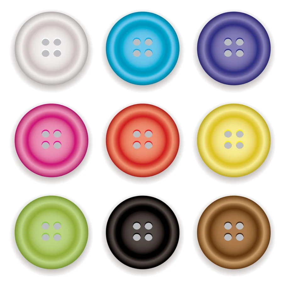 9 different colored buttons