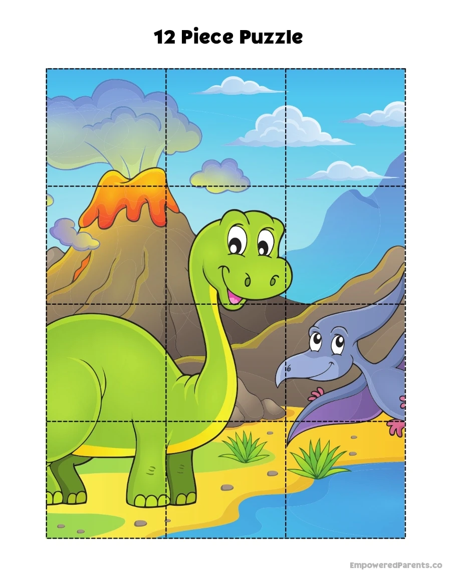 12 piece puzzle of a dinosaur