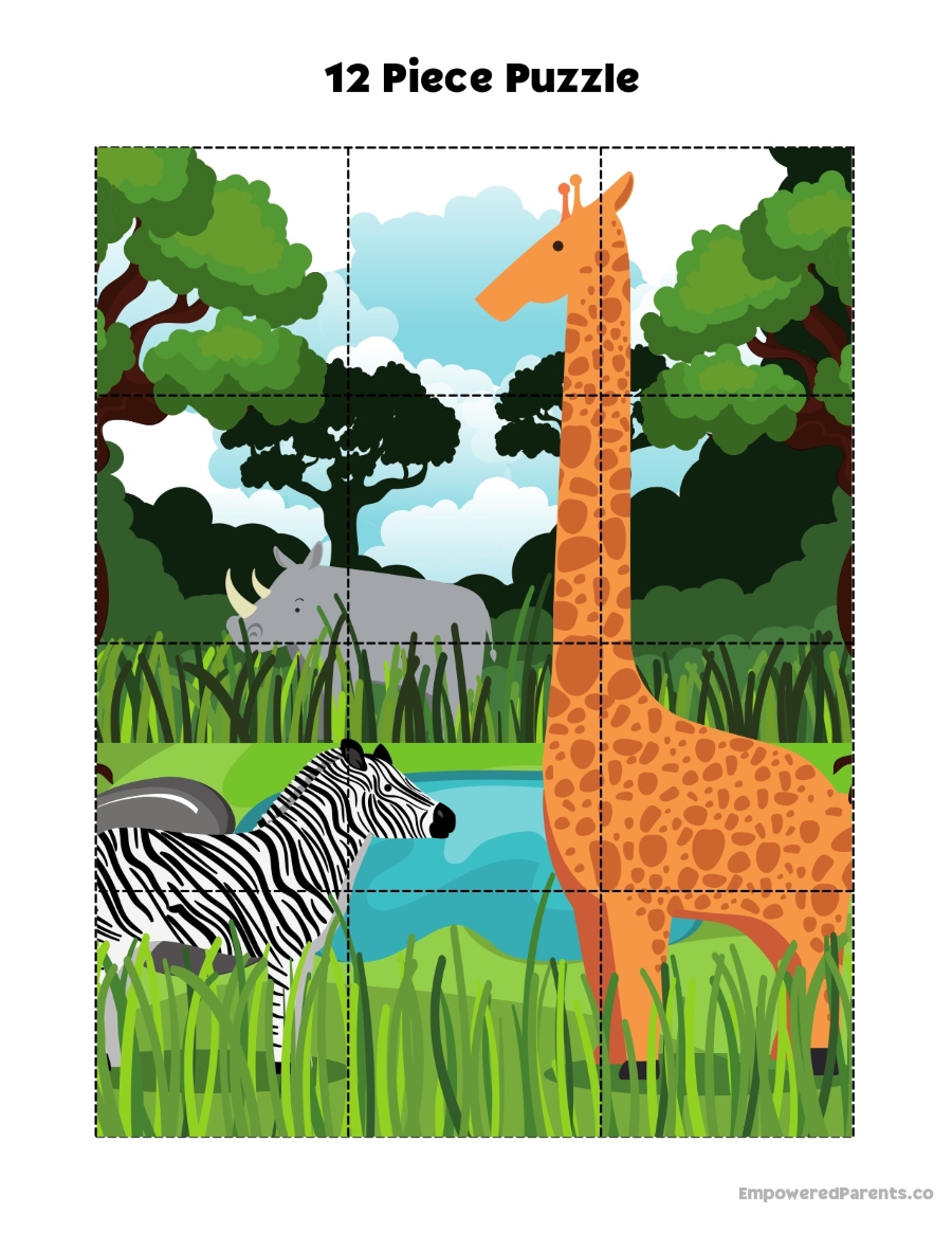 Jungle puzzle with 12 pieces