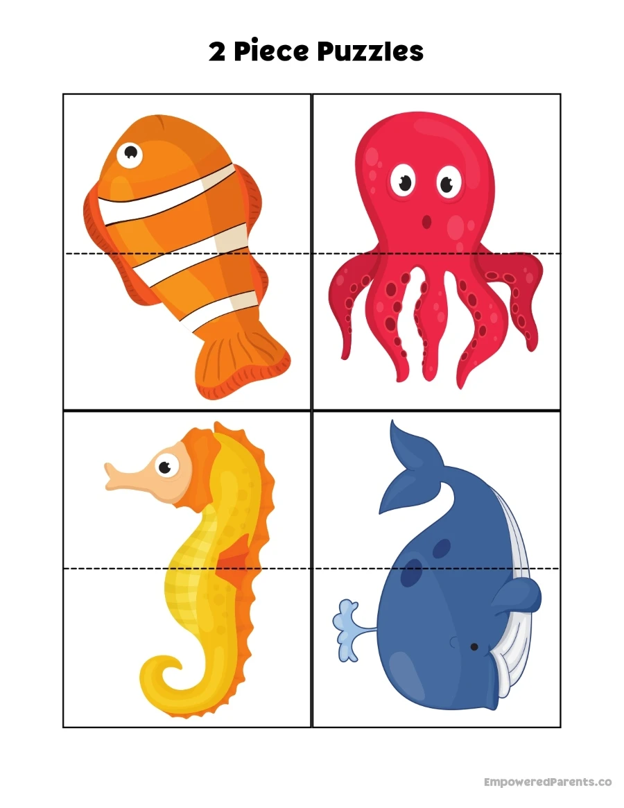 2 piece puzzles of ocean animals