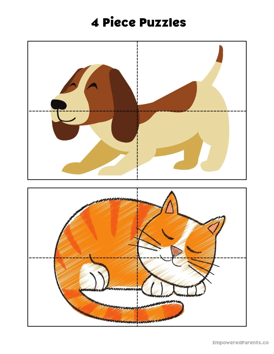 Pet animals 4-piece puzzles