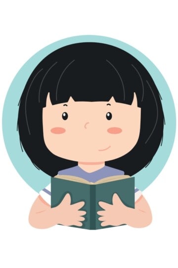 Toddler reading a book