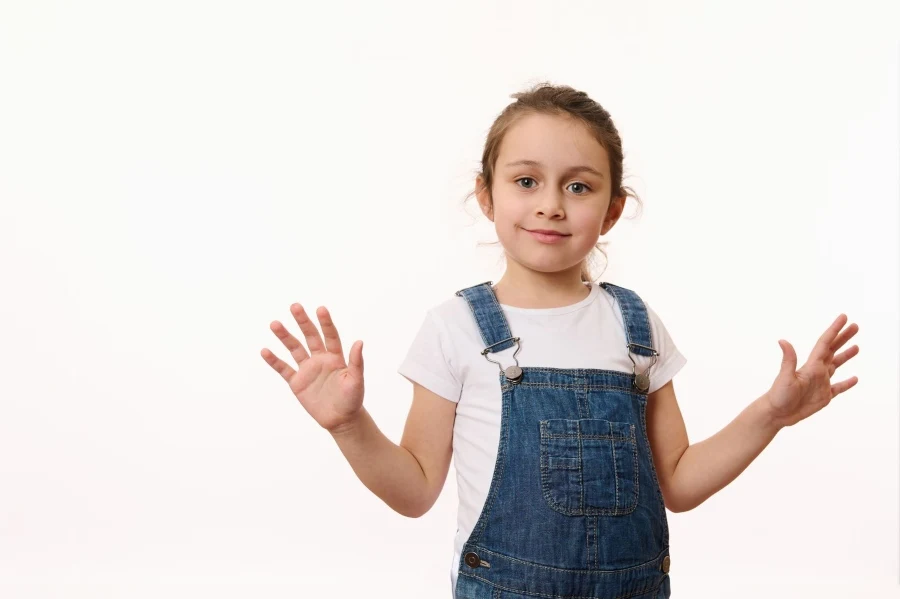 Girl showing her ten fingers