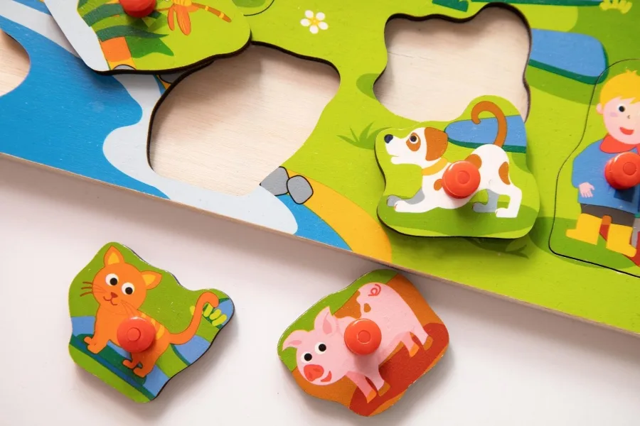 A child's animal peg puzzle 