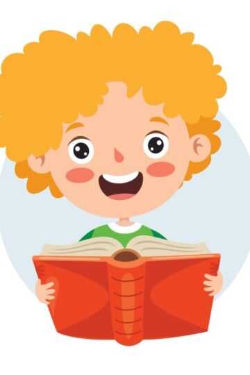 Little kid reading a story
