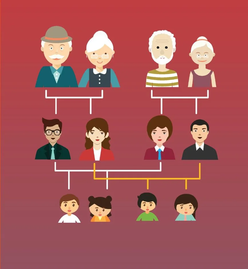 Image of a family tree with pictures