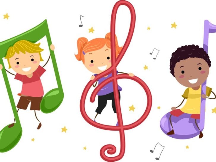 Kids with music notes