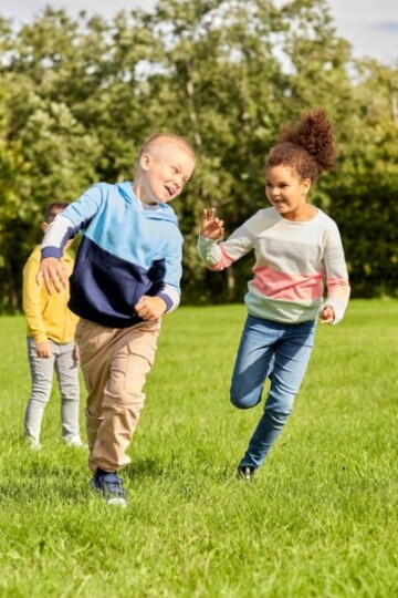 Kids playing tag outside