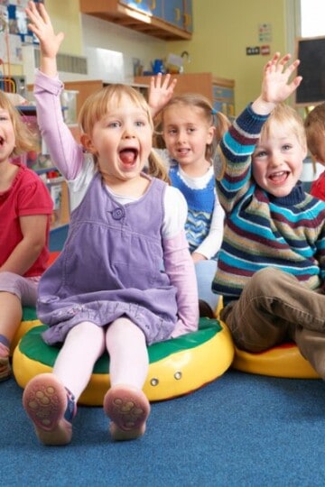 Group of preschool children on carpet for circle time