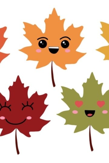 Leaves with faces, in the fall colours